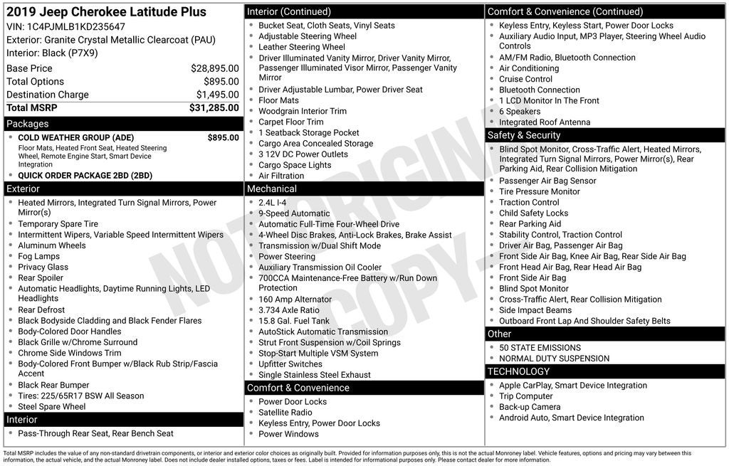 2019 Jeep Cherokee Latitude Plus