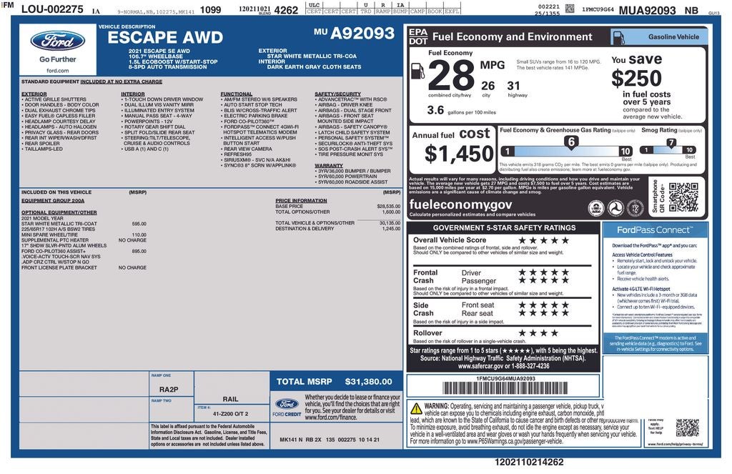 2021 Ford Escape SE