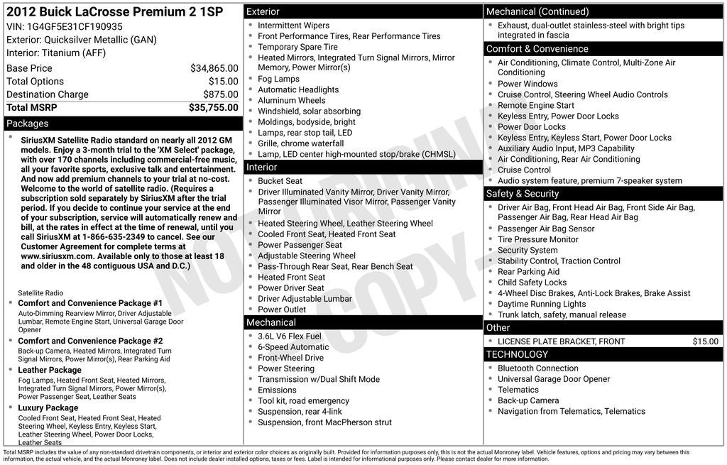 2012 Buick LaCrosse Premium 2 Group