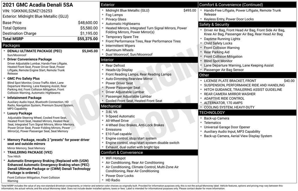 2021 GMC Acadia Denali