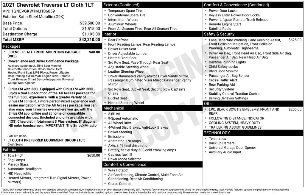 2021 Chevrolet Traverse LT 1LT