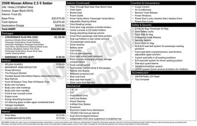 2008 Nissan Altima 2.5 S 1 OWNER