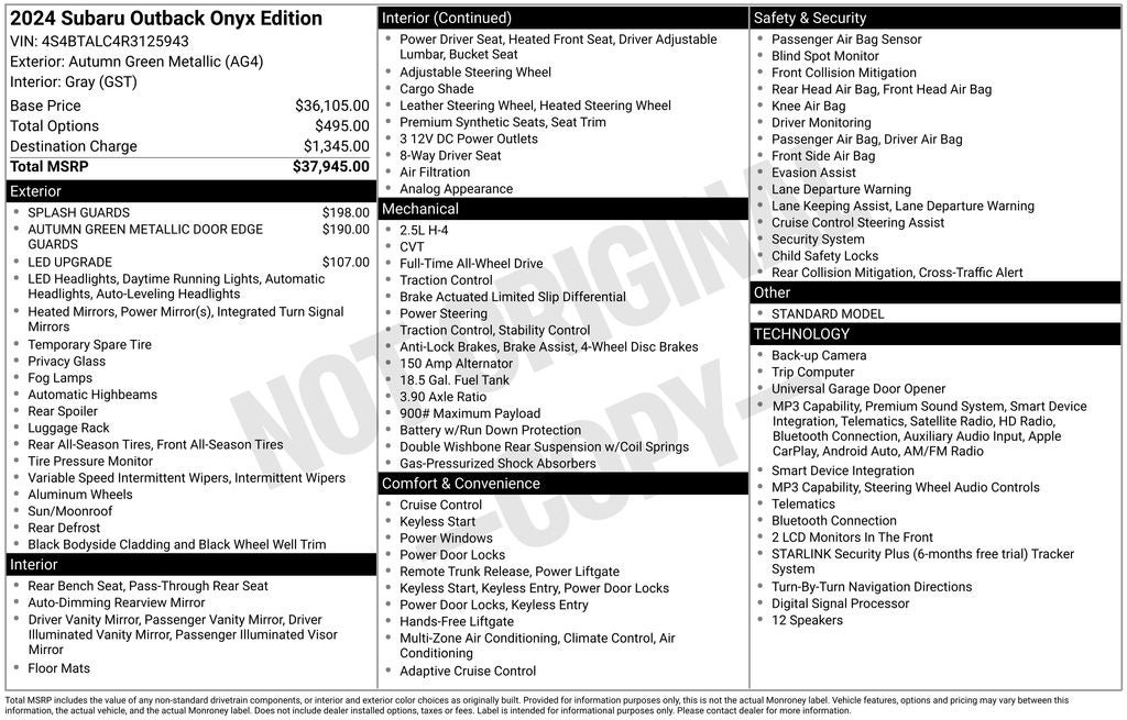 2024 Subaru Outback Onyx Edition