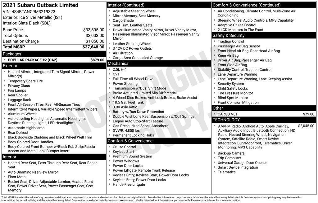 2021 Subaru Outback Limited