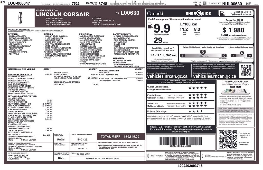 2022 Lincoln Corsair Reserve