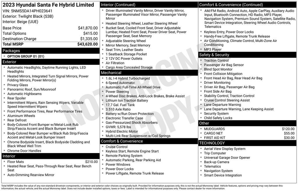 2023 Hyundai Santa Fe Hybrid Limited