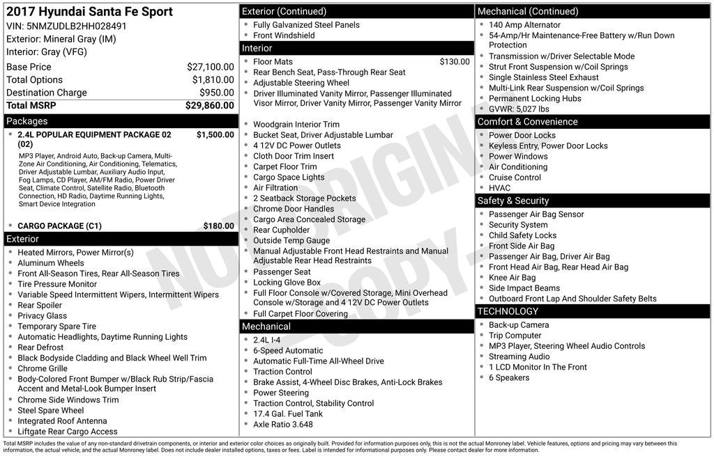 2017 Hyundai Santa Fe Sport 2.4L