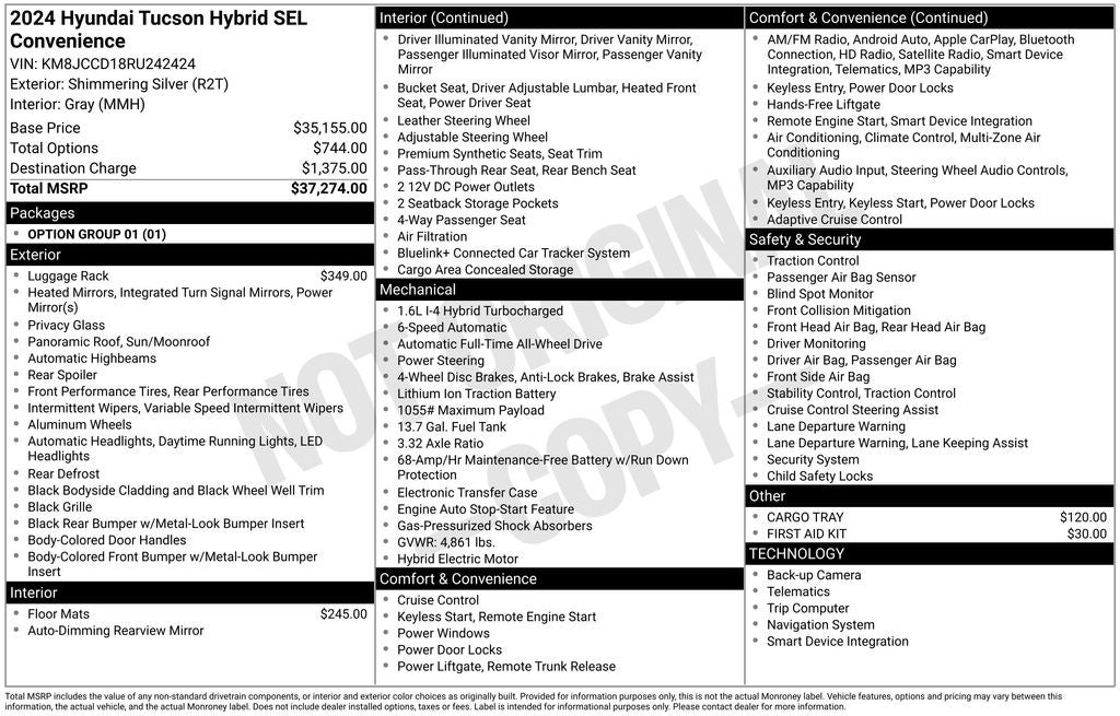 2024 Hyundai Tucson Hybrid SEL Convenience