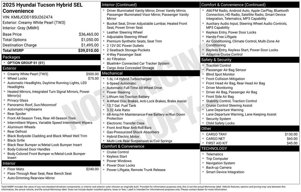 2025 Hyundai Tucson Hybrid SEL Convenience